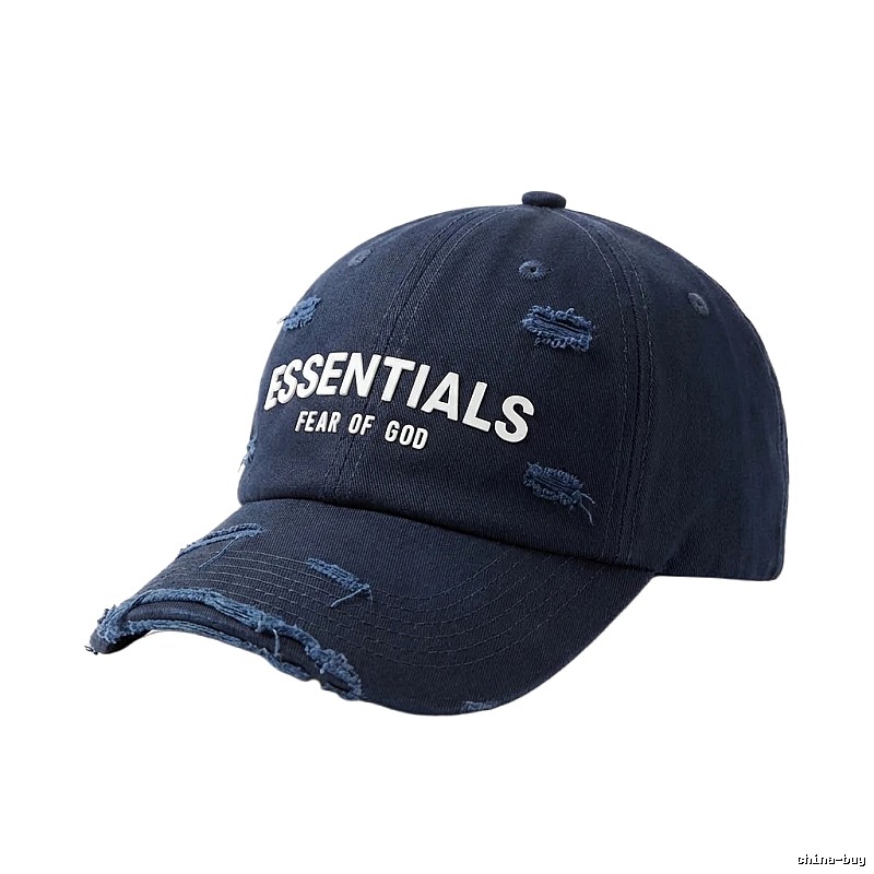 ESSENTIALS Dark Blue Hat with Ripped Style