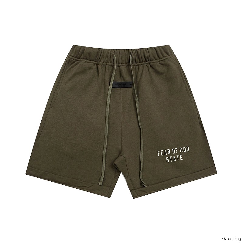 ESSENTIALS Sporty Military Green Shorts