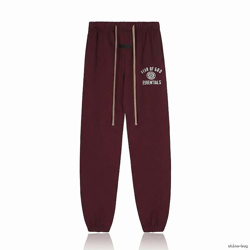 ESSENTIALS Trendy Casual Wine Red Sweatpants