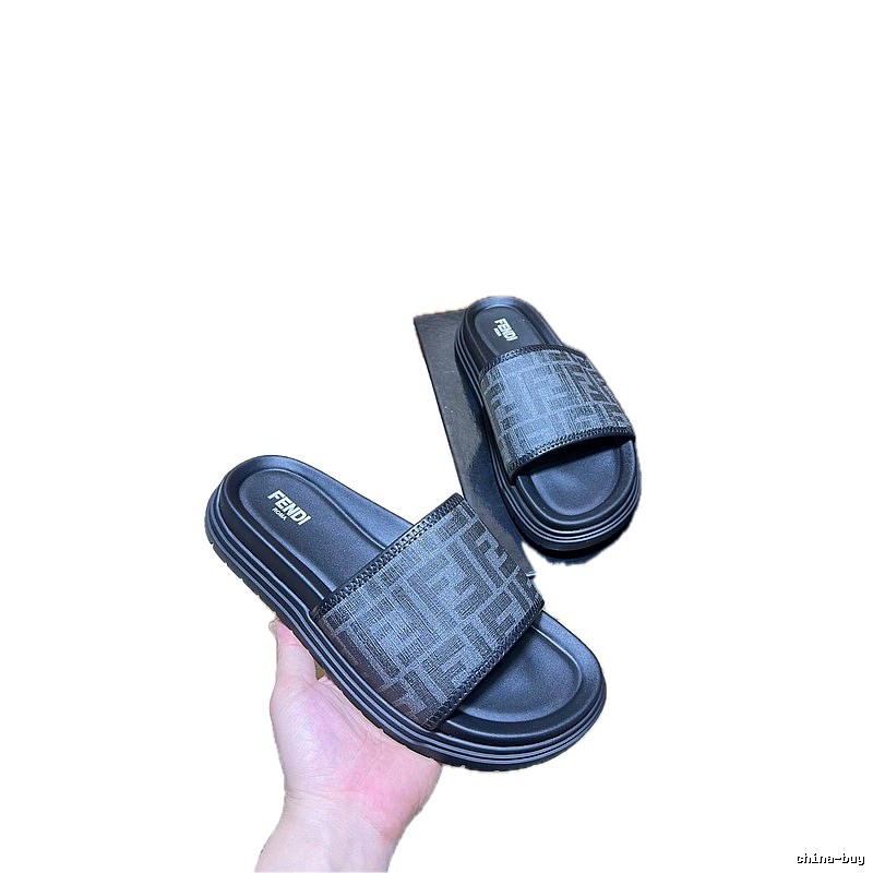 Fendi FF Monogram Casual Black Slide Sandals