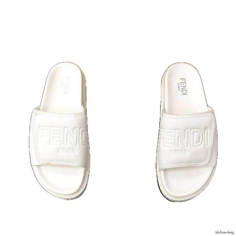 FENDI ROMA Collection Minimalist Style White Slide Sandals