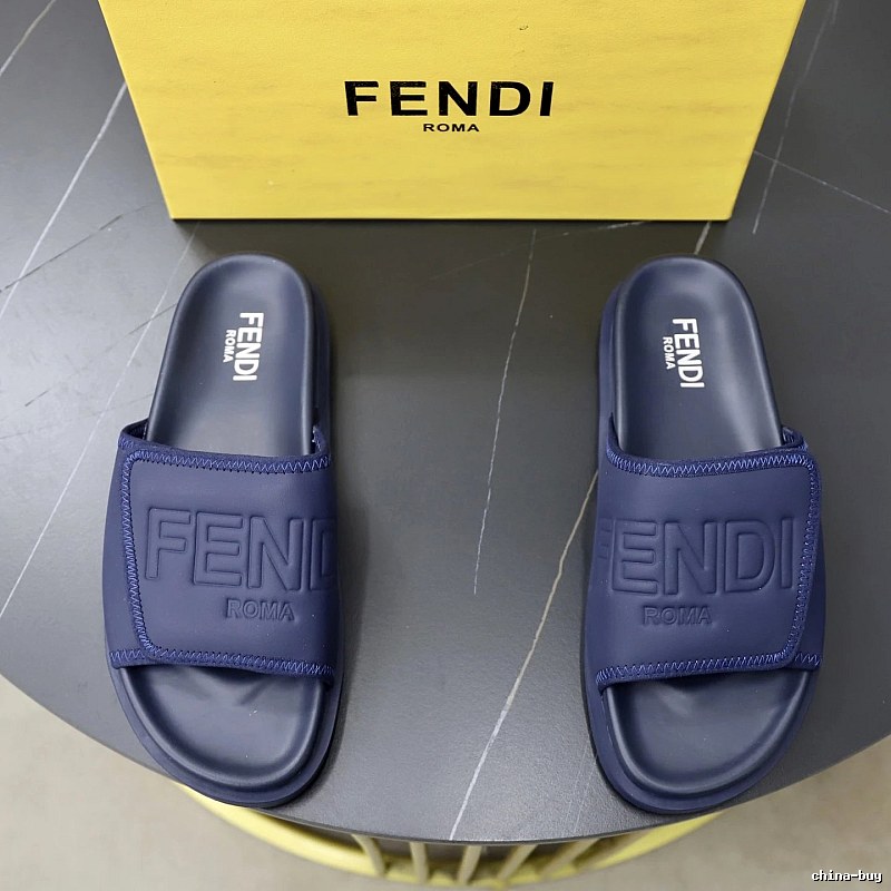 Fendi Roma Minimalist Style Navy Blue Slippers