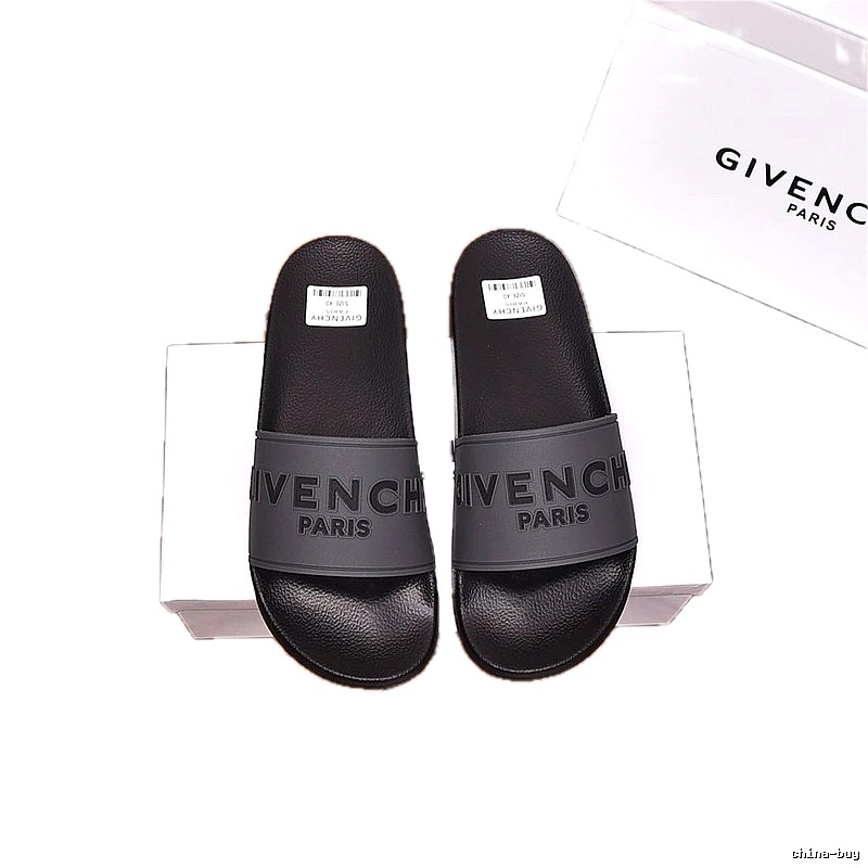Givenchy Embossed Logo Minimalist Style Black Slide Sandals