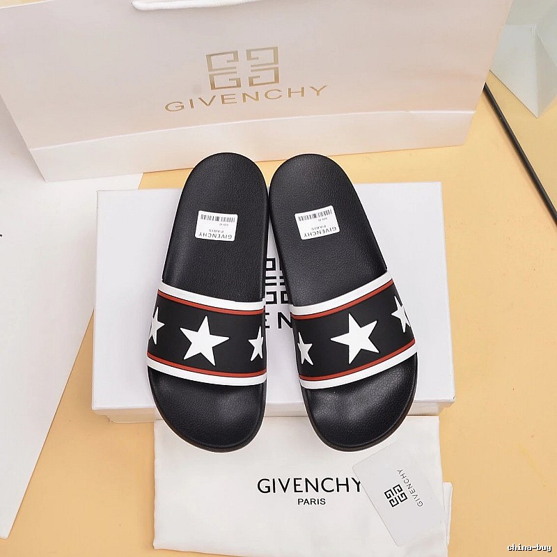 Givenchy Star Collection Trendy Style Black Slide Sandals