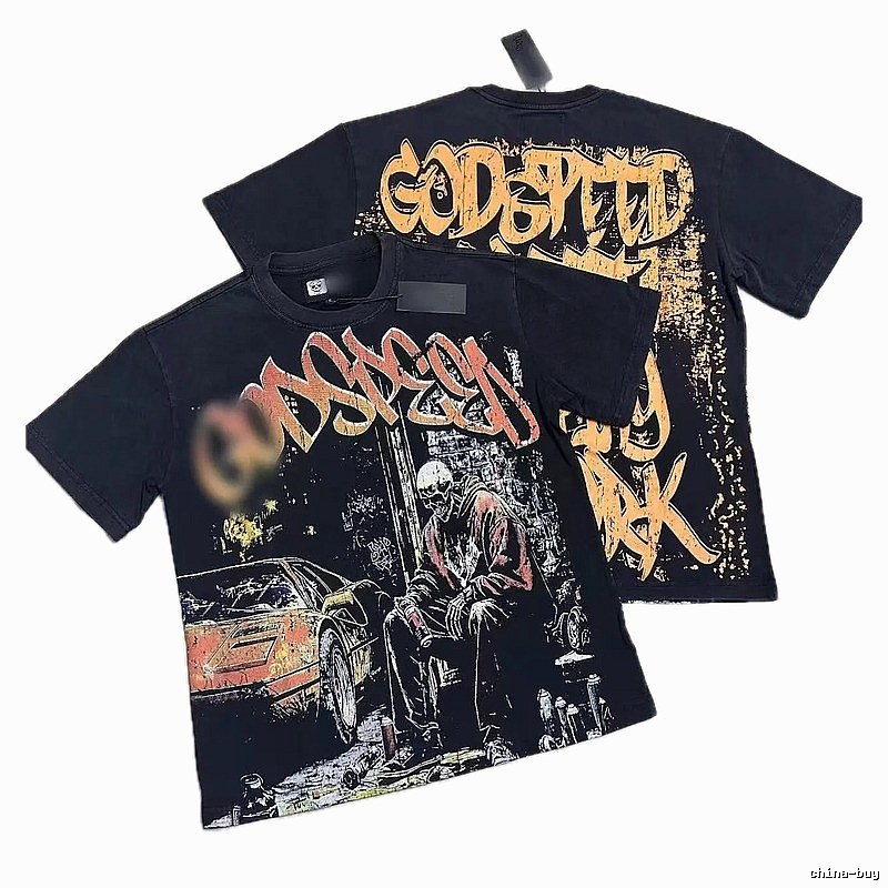 GOD Skull Graffiti Street Style Black Short-sleeve T-shirt
