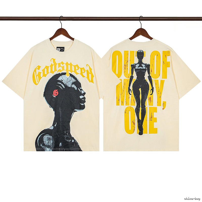 Godspeed Cyber Style Beige Printed Short-sleeve T-shirt