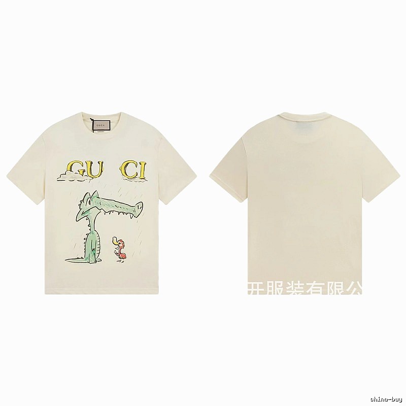 Gucci Crocodile Print Childlike Off-white T-Shirt