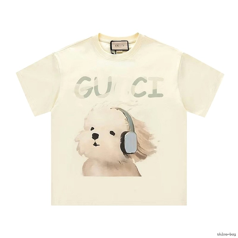 Gucci Dog Print Casual Style Off-white T-shirt