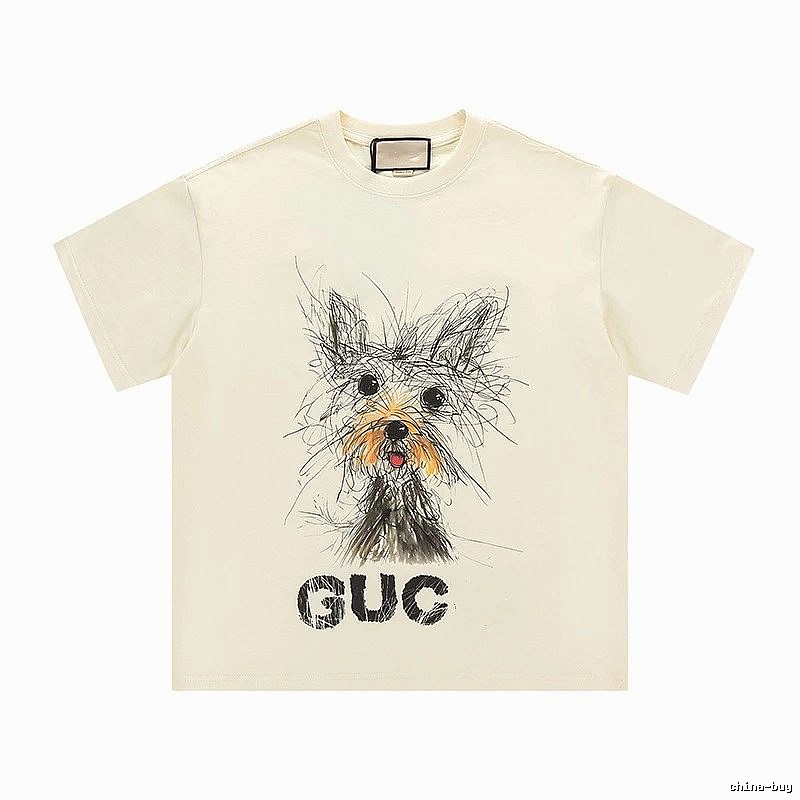 Gucci Puppy Graffiti Casual Style Off-white T-shirt