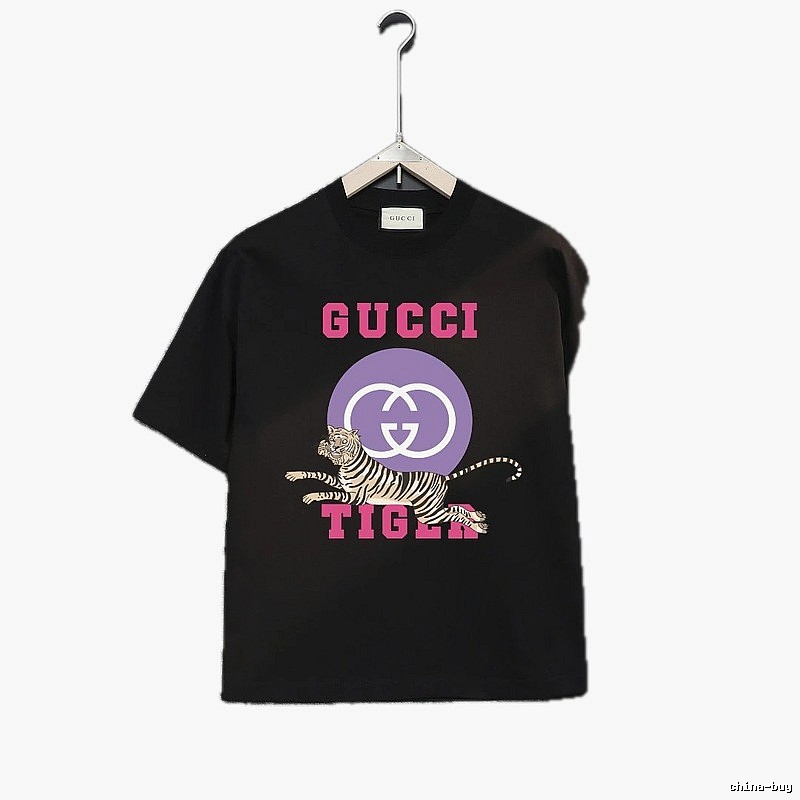 Gucci Tiger Print Trendy Black T-shirt