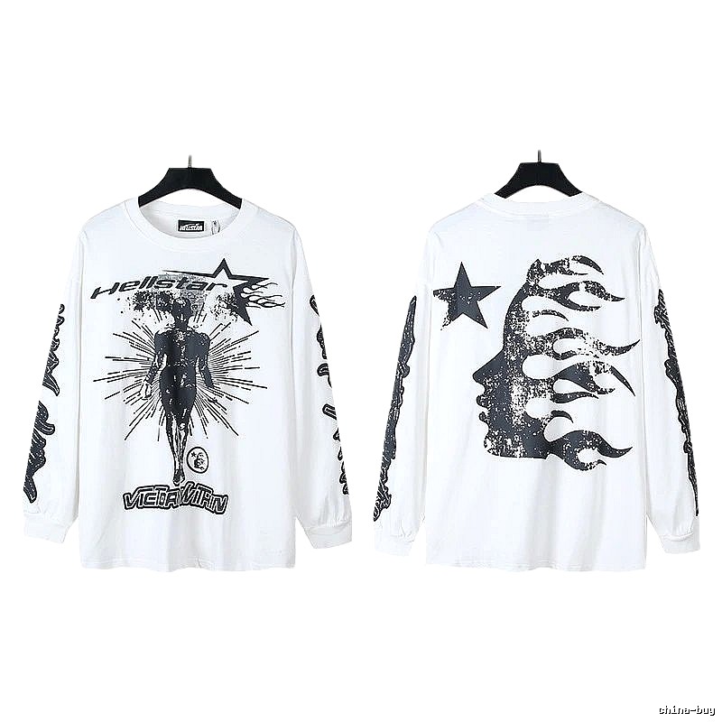 Hellstar dark style white long-sleeved shirt