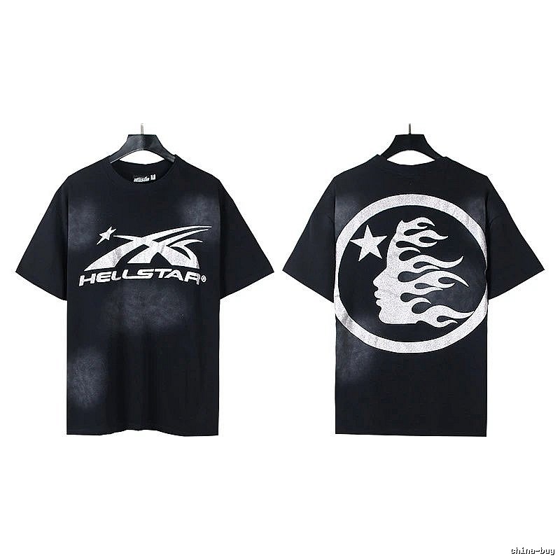 Hellstar Flame Print Street Style Black T-Shirt