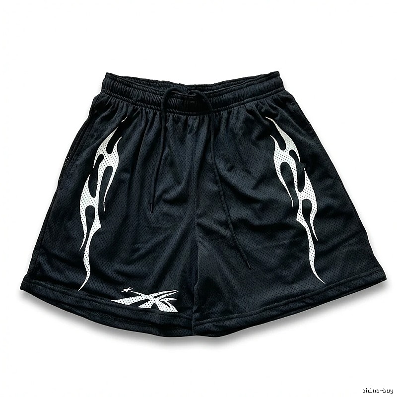 Hellstar Flame Wind Black Shorts