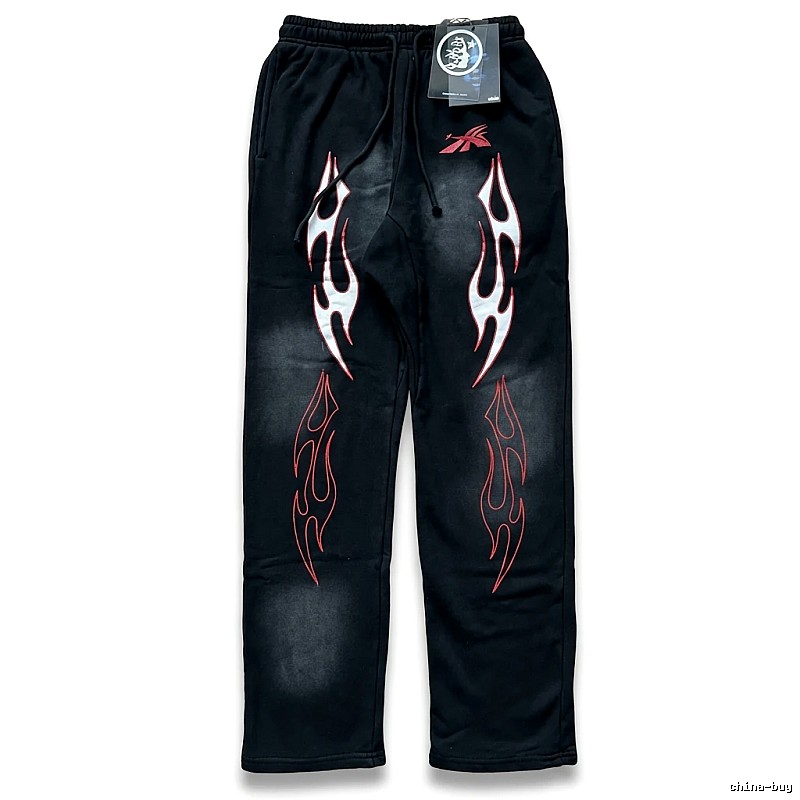 Hellstar Flame Wind Black Sweatpants