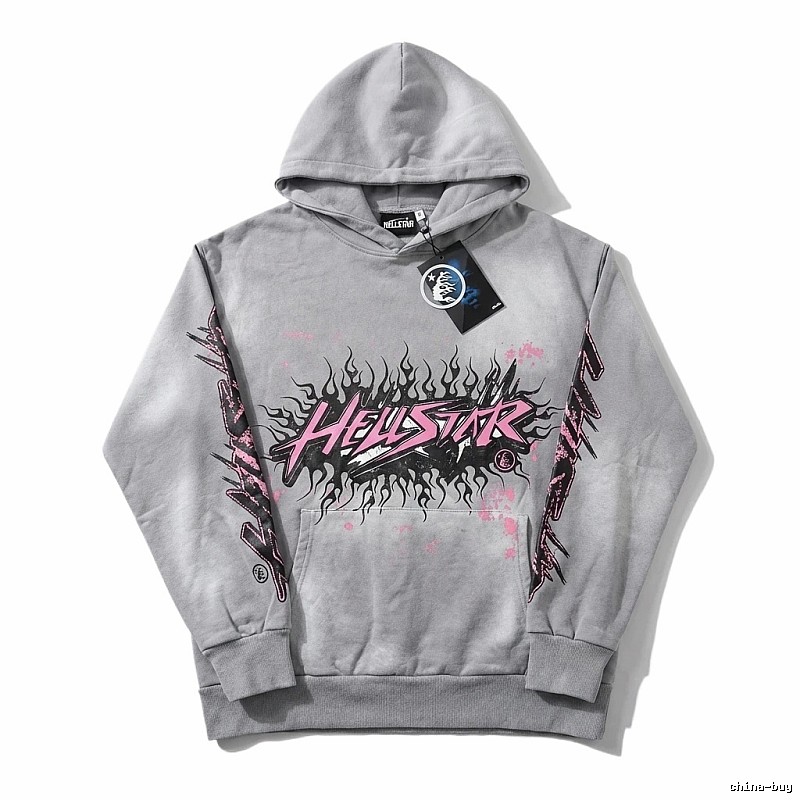 Hellstar Flame Wind Grey Hoodie