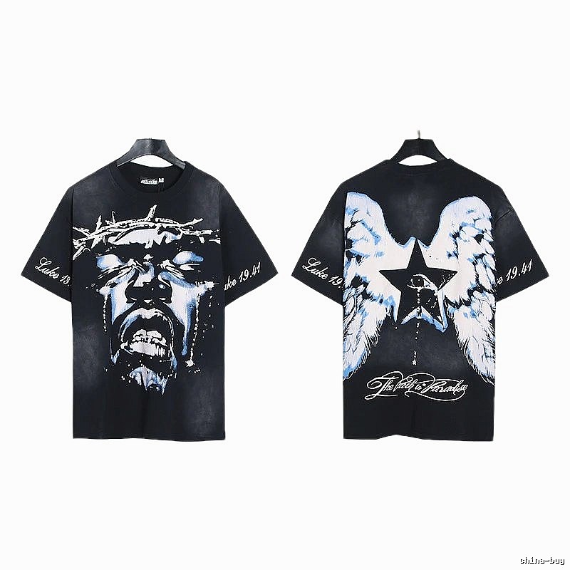 Hellstar Thorn Portrait Street Style Black Short-sleeve T-shirt