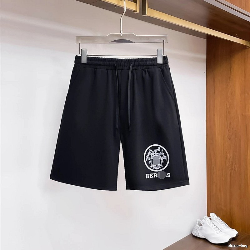 Hermès Logo Print Casual Style Black Shorts