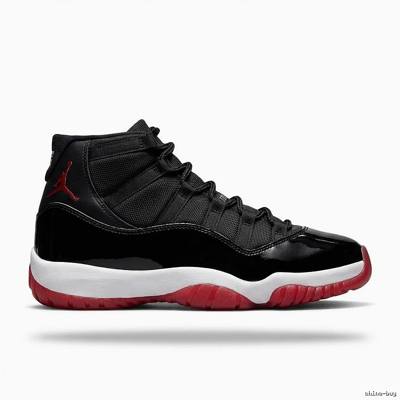 High-top black and red Air Jordan 11 sneakers