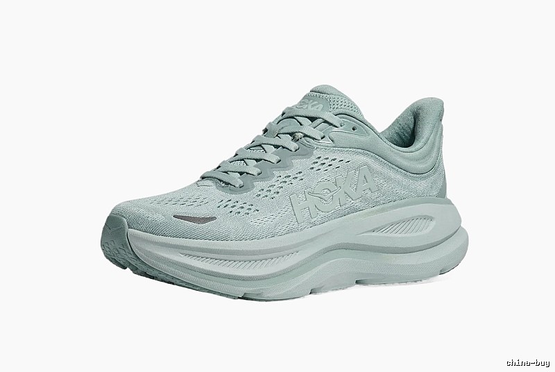 HOKA retro-style light gray running shoes
