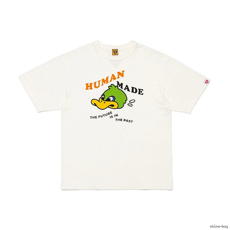 HUMAN MADE Green Duck Print Japanese Streetwear Off-white Short-sleeve T-shirt