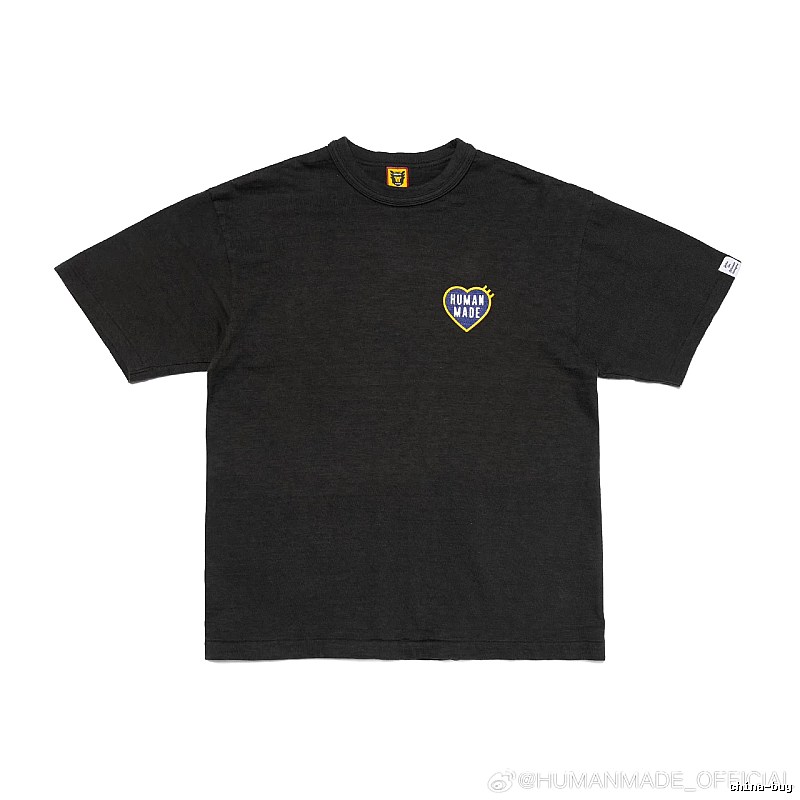 HUMAN MADE Heart Embroidered Japanese Streetwear Black T-Shirt