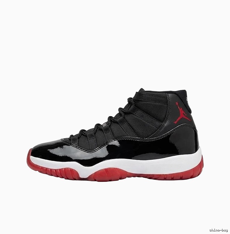 Jordan 11 High-Top Black and Red Athletic Shoes