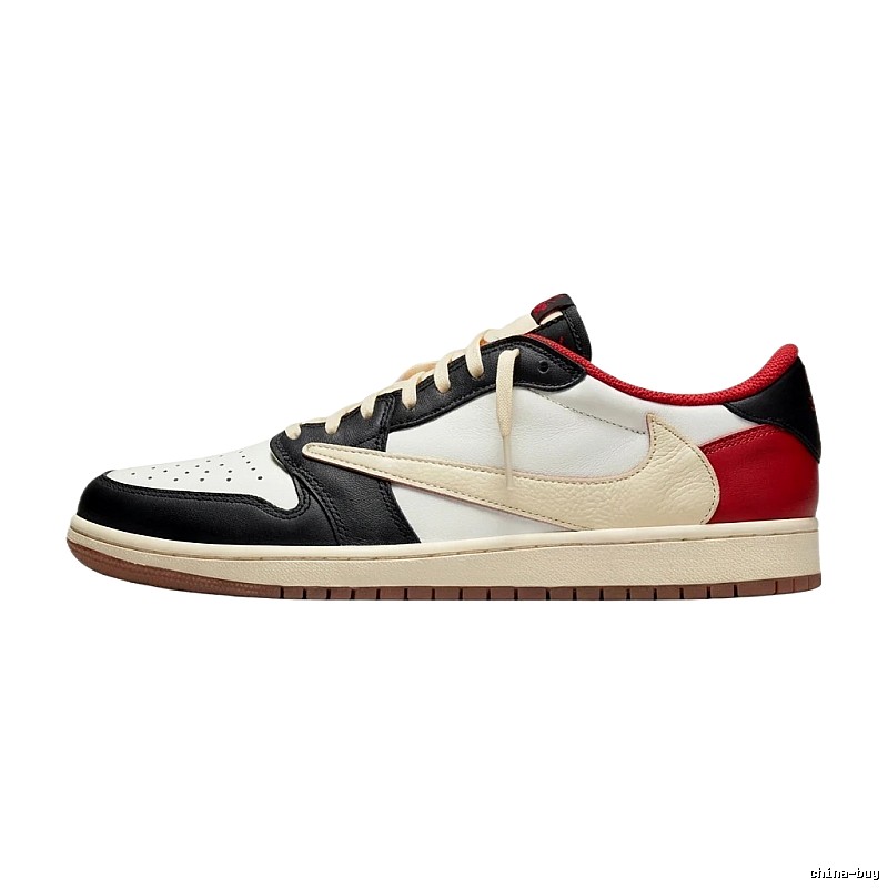 Jordan AJ1 Trendy Black-White-Red Athletic Shoes