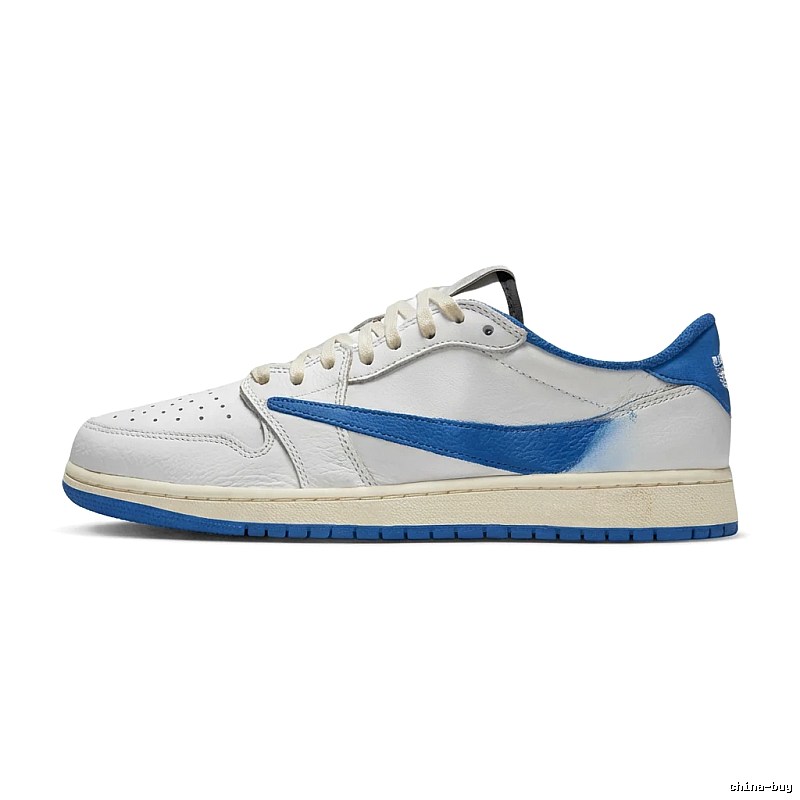 Jordan AJ1 Trendy Style White and Blue Shoes