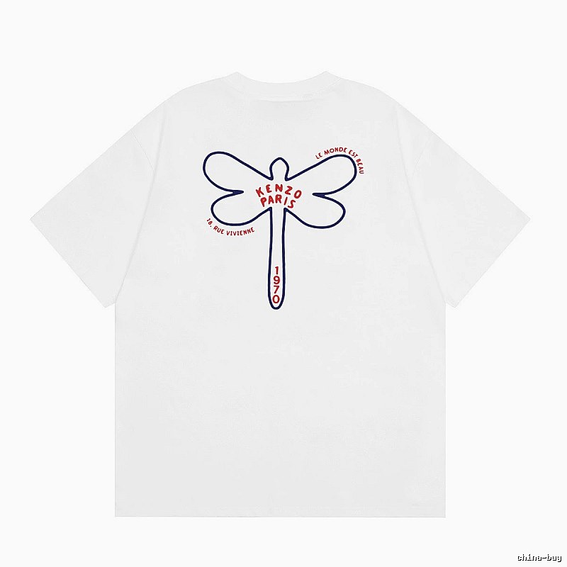 KENZO Dragonfly Print Casual White T-Shirt