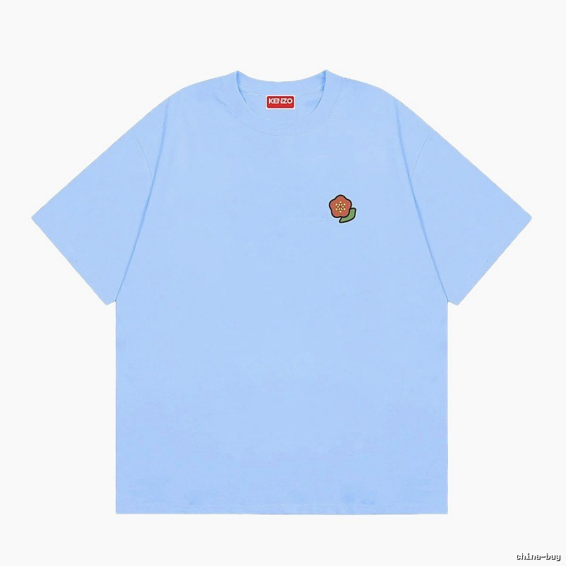 KENZO Embroidered Small Flower Casual Style Light Blue T-Shirt