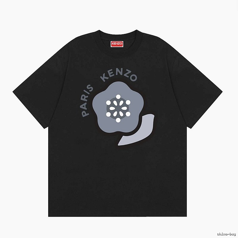 KENZO Paris Flower Casual Style Black T-Shirt