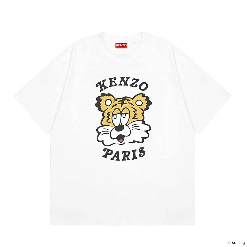 KENZO Tiger Head Casual Style White Short Sleeve T-Shirt