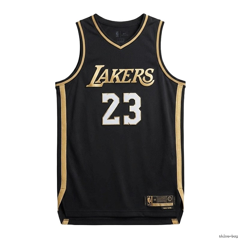 LBJ Lakers black and gold basketball uniform