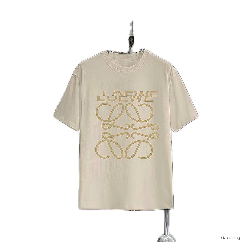 LOEWE Hot-stamped Minimalist Style Off-white Short-sleeve T-shirt