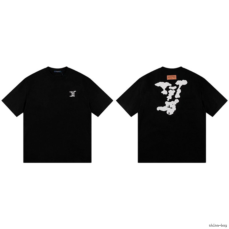 Louis Vuitton Auspicious Cloud Print Trendy Style Black T-Shirt