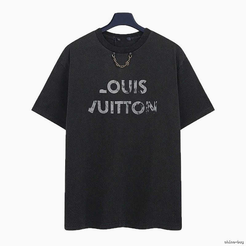 Louis Vuitton Distressed Print Cool Trendy Black T-Shirt