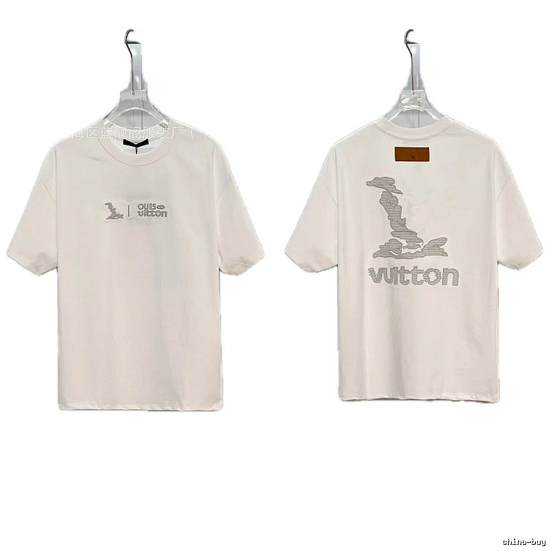 Louis Vuitton Embroidered Casual Style White T-Shirt