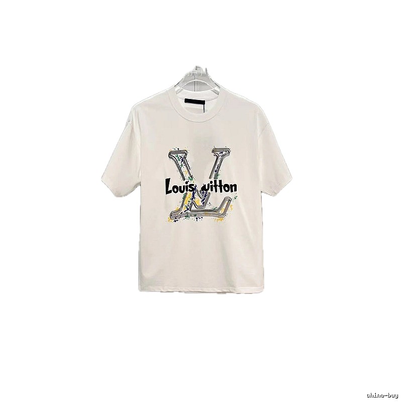 Louis Vuitton Ink-Splashing Trendy & Cool Style White Short-Sleeve T-Shirt