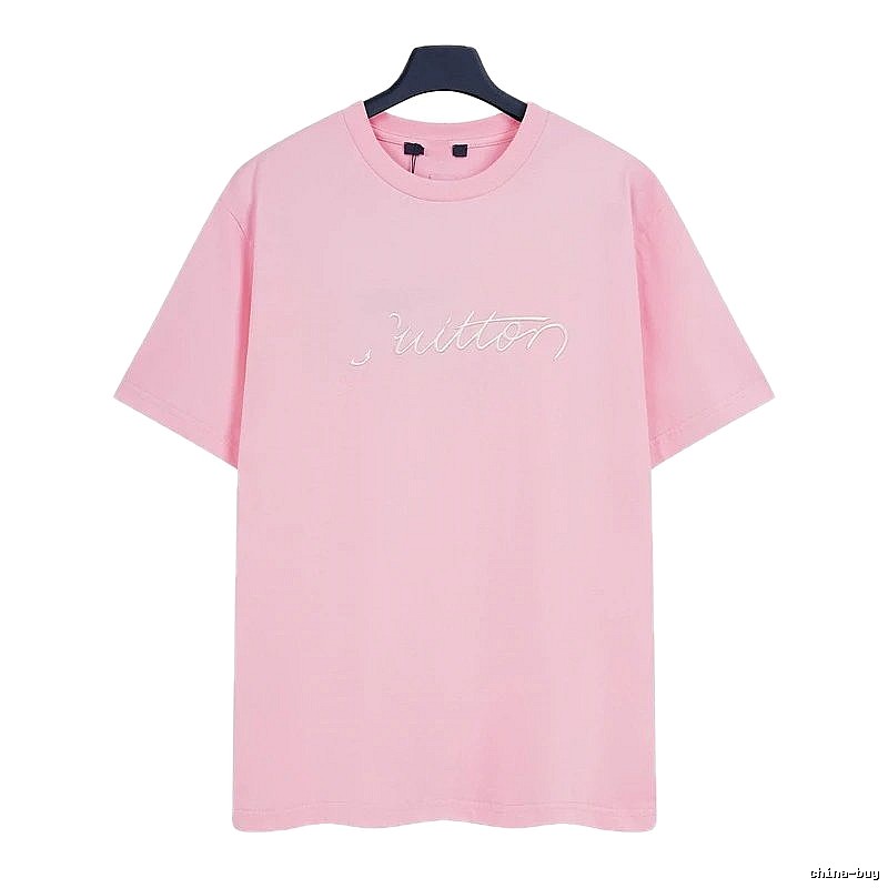 Louis Vuitton Minimalist Style Embroidered Pink T-Shirt
