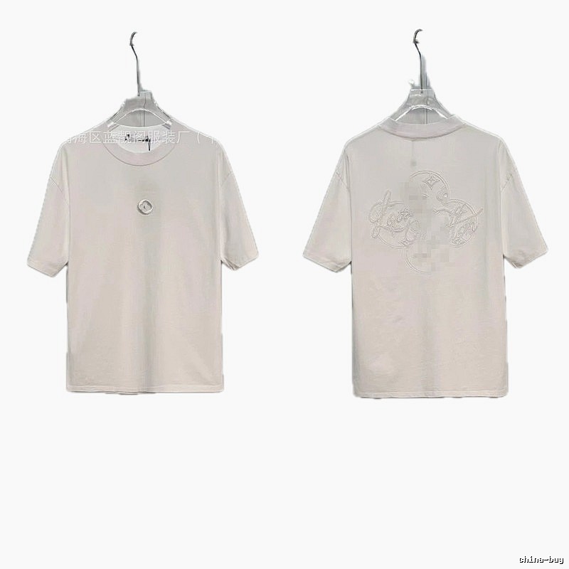Louis Vuitton Monogram Embroidered Trendy Style White T-Shirt