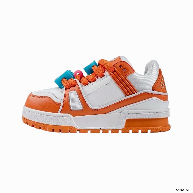 Louis Vuitton orange and white color - blocking sports shoes