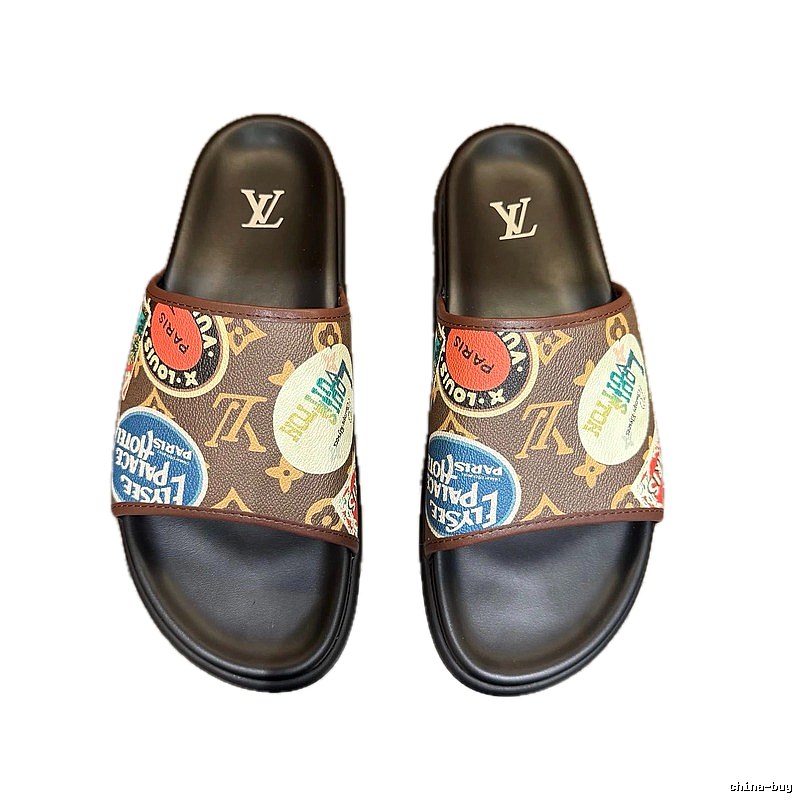 Louis Vuitton Patch Collection Vintage Style Brown Slides