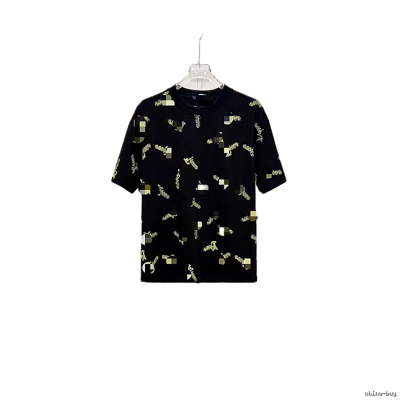 Louis Vuitton Trendy All-over Printed Black Short-sleeve T-shirt