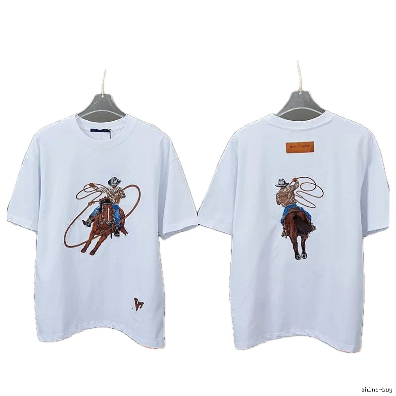 Louis Vuitton Vintage Denim-Embroidered White T-shirt