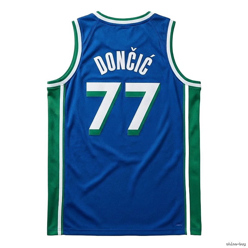 Luka Doncic's No. 77 blue-green basketball jersey
