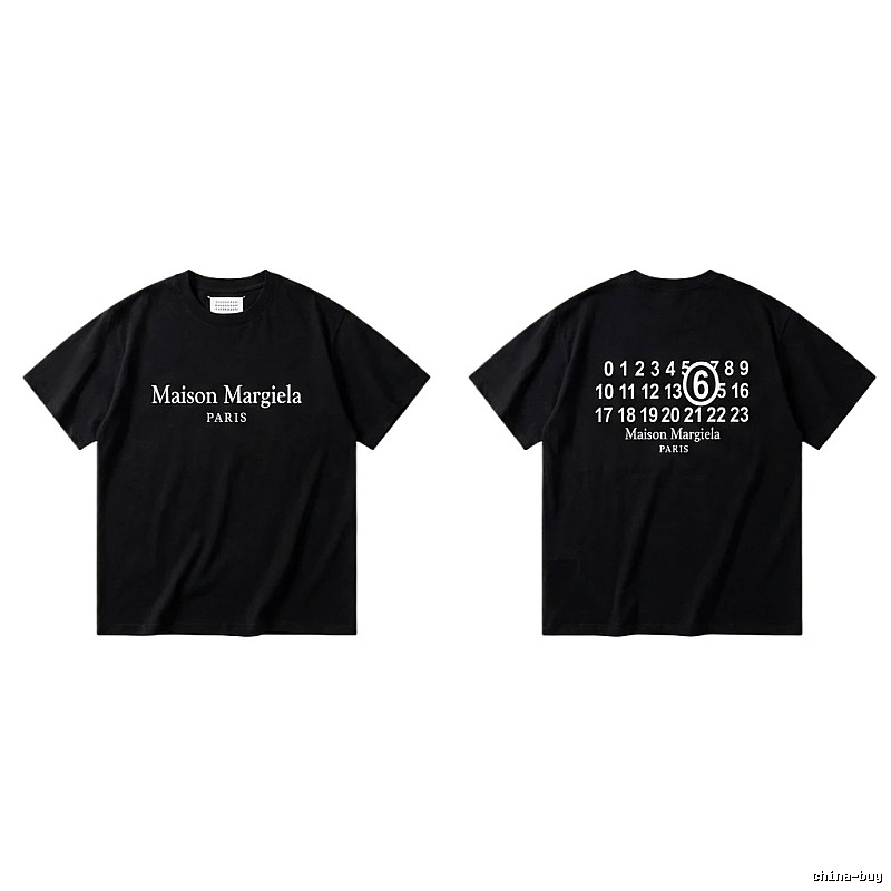 Maison Margiela black T-shirt with digital printing.