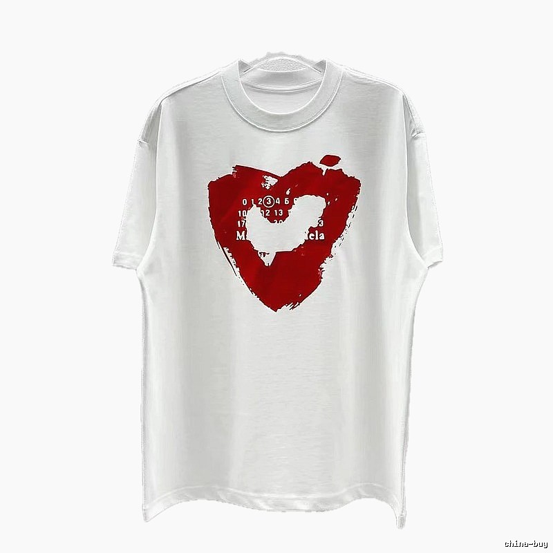 Maison Margiela Number & Heart Street Style White T-Shirt