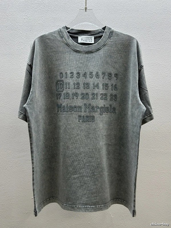 Maison Margiela Numbers Collection Vintage Washed Grey Short Sleeve T-Shirt