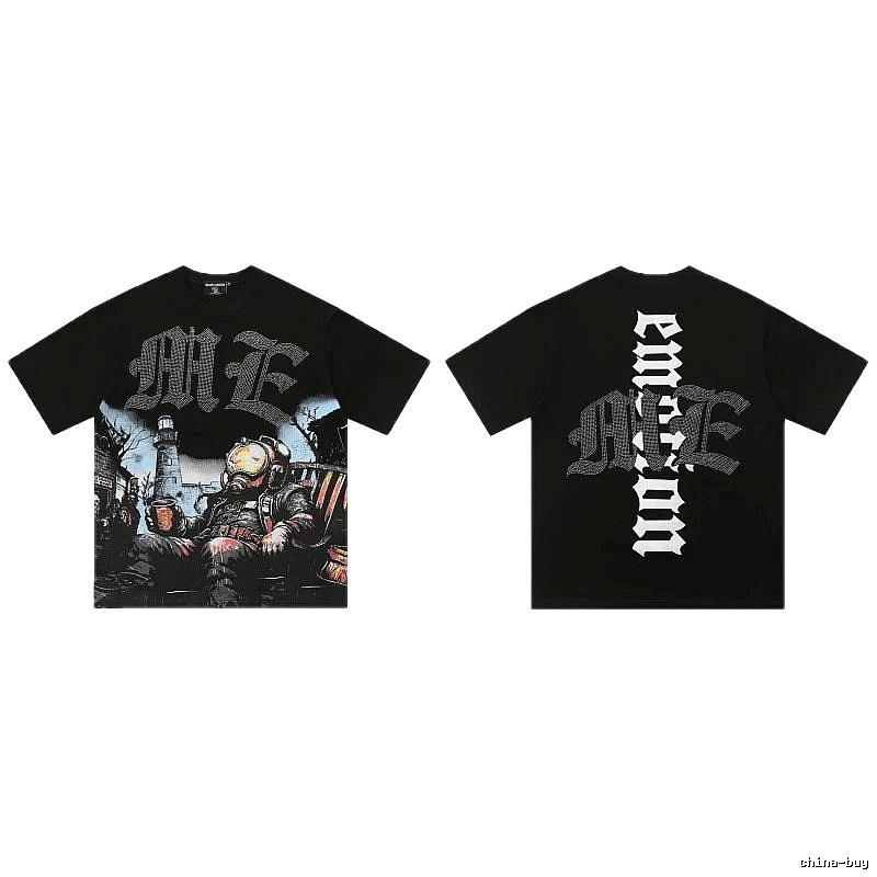 Mixed Emotion Printed Dark-style Black T-Shirt
