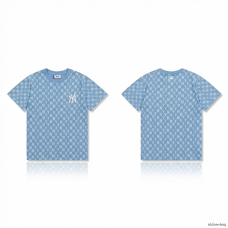 MLB full - print style light blue T - shirt